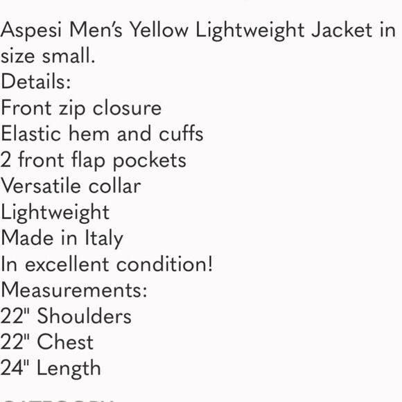 Aspesi Italy Pale Yellow Lightweight Full Zip Windbreaker Ribbed Cuffs Jacket S - Picture 10 of 10
